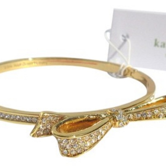 Authentic Kate Spade gold bow bangle pave bracelet - Picture 2 of 6
